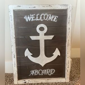 Distressed Welcome Aboard Anchor Wall Decor